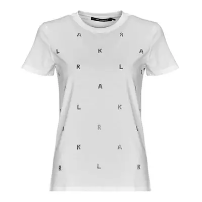 Karl Lagerfeld RHINESTONE KARL T-SHIRT women's T shirt in White