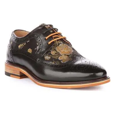 Justinreess England Justinreess Womens Lace up Brogue Leather Black Gold Shoes women's Slip-ons 