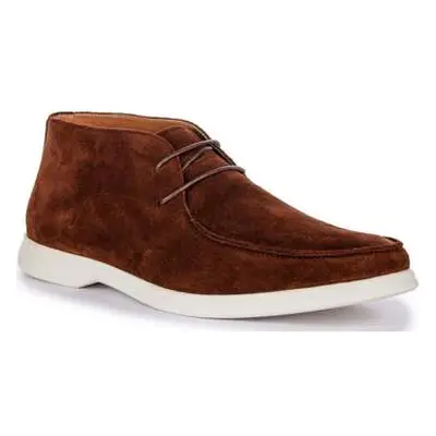 Justinreess England Justinreess Mens Lace Up Casual Suede Lace Up Boots men's Mid Boots in Brown