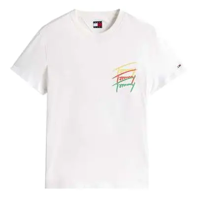 Tommy Jeans 3 Colour Twisted Logo T-Shirt Ecru men's in White