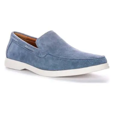 Justinreess England Mens Slip On Casual Soft Blue Suede Yacht Boat men's Slip-ons (Shoes) in Blu