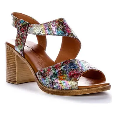 Justinreess England Justinreess Wommens Multicolour Leather Open Toe Heel Sandals women's Court 