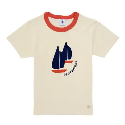 Petit Bateau BICHON boys's Children's T shirt in White