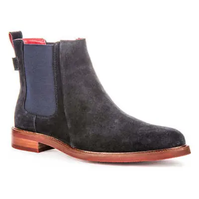 Justinreess England Justinreess Mens Slip On Navy Blue Suede Chelsea Ankle Boots men's Boots in 