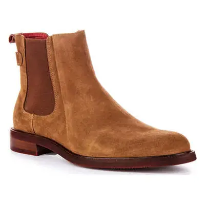 Justinreess England Justinreess Mens Tan Suede Pull On Suede Chelsea Ankle Boots men's Boots in 