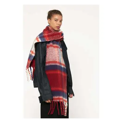 Shinjuku Lanes REplaid Oversized Scarf - Red Navy women's Scarf in Multicolour