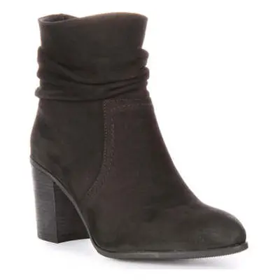 Justinreess England Justinreess Womens Soft Leather Heeled Black Ankle Boots women's Boots in Bl