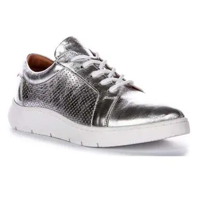 Justinreess England Justinreess Womens Lace Up Silver Leather Comfort Shoes women's Trainers in 