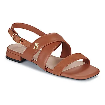 Tommy Hilfiger LEATHER SUEDE FLAT SANDAL women's Sandals in Brown