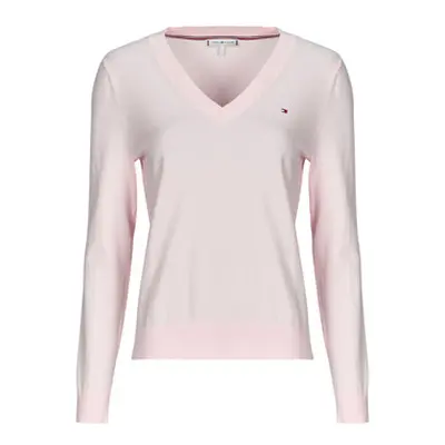 Tommy Hilfiger CO JERSEY STITCH LS V-NK SWEATER women's Sweater in Pink