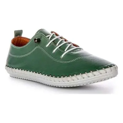 Justinreess England Justinreess Womens Slip On Green Leather Comfort Soft Trainers women's Slip-