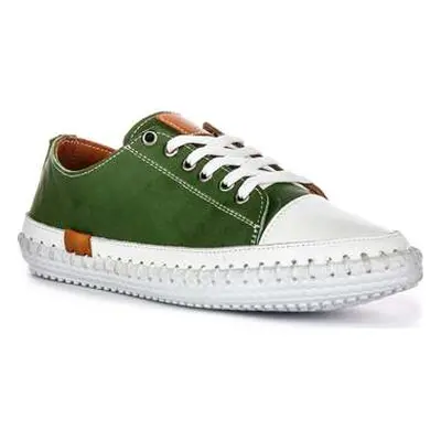 Justinreess England Justinreess Womens Lace up Up Green Leather Comfort Trainers women's Slip-on