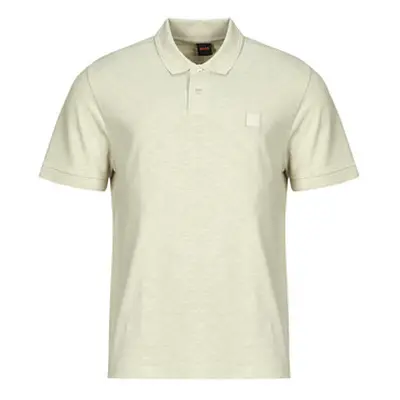 BOSS Pe linenlogo men's Polo shirt in Beige