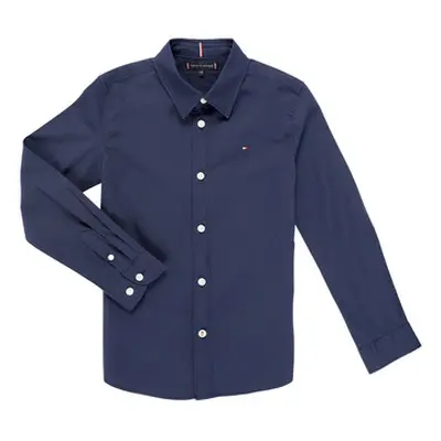 Tommy Hilfiger SOLID STRETCH POPLIN SHIRT L/S boys's Children's Long sleeved Shirt in Marine