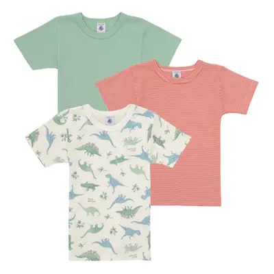 Petit Bateau 3 TEE SHIRTS MC boys's Children's T shirt in Multicolour