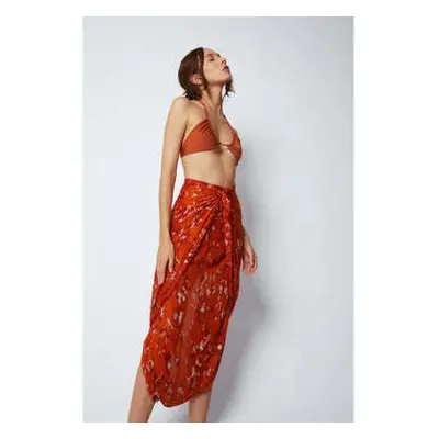 Shinjuku Lanes Matera Bamboo Sarong Scarf - Burnt Orange women's in Orange