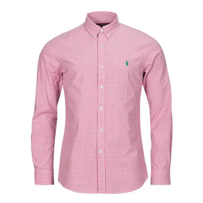 Polo Ralph Lauren CHEMISE AJUSTEE SLIM FIT EN POPELINE RAYE men's Long sleeved Shirt in Pink