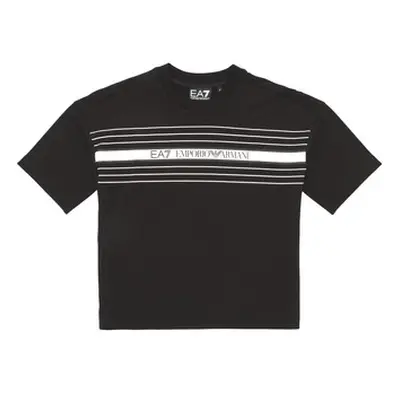 Emporio Armani EA7 TRAIN LOGO SERIES TEE EXTENDED LOGO boys's Children's T shirt in Black