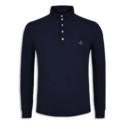 Viviennewestwood Men's Navy Vivienne Westwood Long Sleeve Collared Polo Shirt men's in Blue