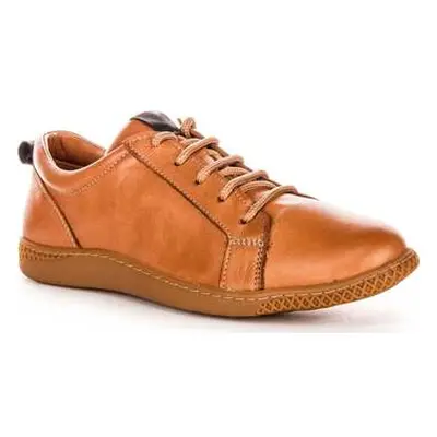 Justinreess England Womens Lace up Tan Soft Leather Casual Shoes women's Trainers in Brown