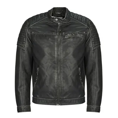 Jack & Jones JJEROCKY men's Leather jacket in Black