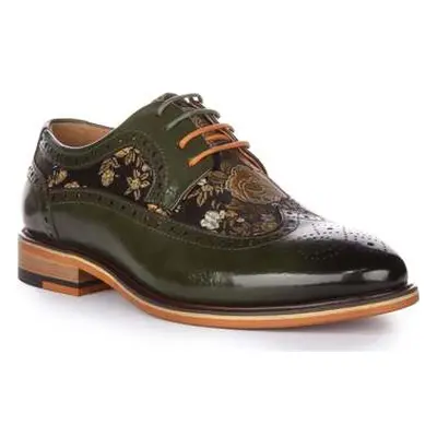 Justinreess England Justinreess Womens Lace up Designer Floral Green Brogues Shoes women's Slip-