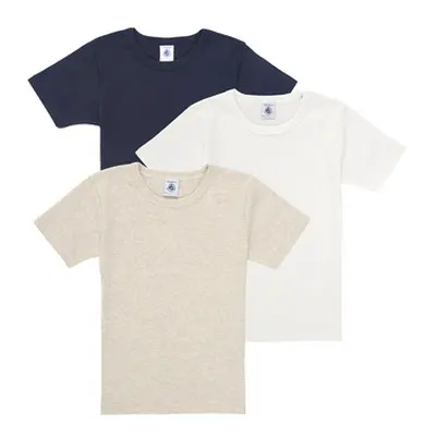 Petit Bateau 3 TEE SHIRTS MC boys's Children's T shirt in Multicolour