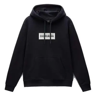 Napapijri B Box Logo Hoodie Black men's Sweatshirt in Black