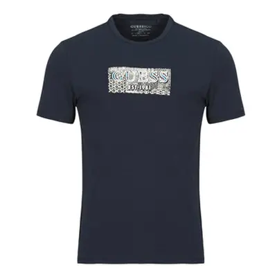 Guess CN GUESS BOX TEE men's T shirt in Marine