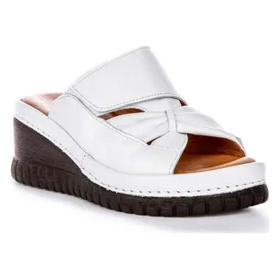 Justinreess England Justinreess Womens Wedge Velcro Open Toe White Comfort Sandals women's Sanda