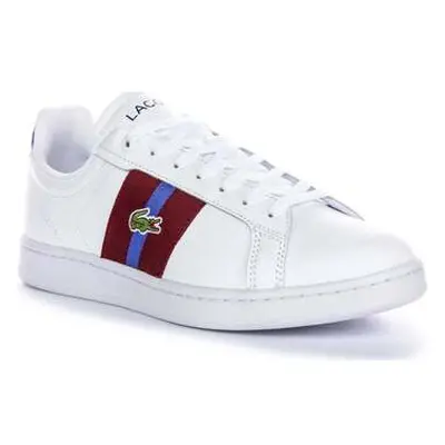 Lacoste Carnaby Pro CGR 124 1 SMA Mens Lace Up White Burgundy men's Trainers in White