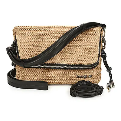 Desigual HALF LOGO RAFFIA VENECIA 3.0 women's Shoulder Bag in Beige