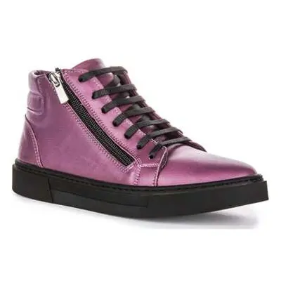 Justinreess England Justinreess Womens Lace Up Purple Leather Casual Boots women's Boots in Purp