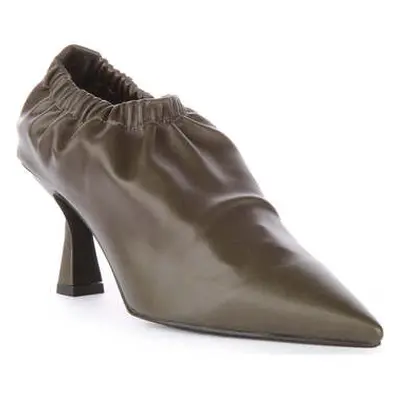 Justinreess England Womens Soft Leather Pointed Toe Heel Shoes women's Court Shoes in Green