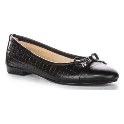 Justinreess England Justinreess Womens Woven Black Leather Ballerina Slip On Shoes women's Sanda