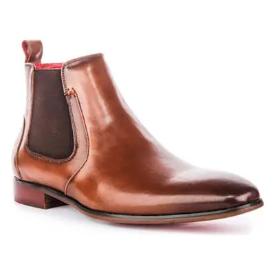 Justinreess England Justinreess Mens Smart Brown Leather Pull On Chelsea Boots men's Boots in Br