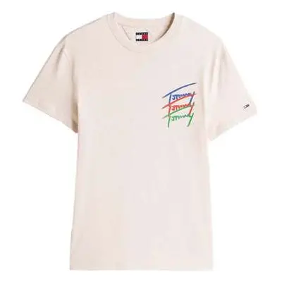 Tommy Jeans 3 Colour Twisted Logo T-Shirt Oat Marl Heather men's in multicolour