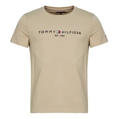 Tommy Hilfiger TOMMY LOGO TEE men's T shirt in Beige