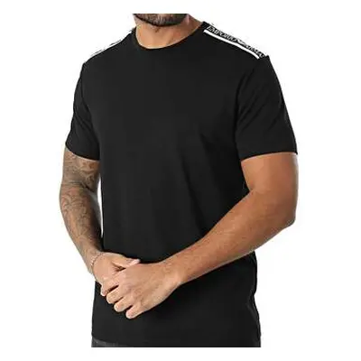 Emporio Armani Beach Woven Tape Logo T-Shirt Black men's in Black