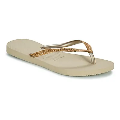 Havaianas SLIM GLITTER II women's Flip flops / Sandals (Shoes) in Beige