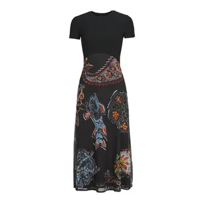 Desigual PAISLEY MESH LACROIX women's Long Dress in Black