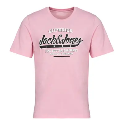 Jack & Jones JJELOGO men's T shirt in Pink