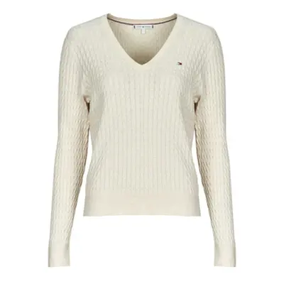 Tommy Hilfiger CO CABLE FINE GG V-NK LS SWT women's Sweater in Beige