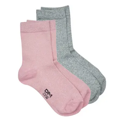 DIM COTON STYLE ALL OVER LUREX FILLE PACK X2 girls's Children's socks in Multicolour