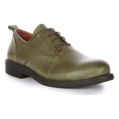 Justinreess England Justinreess Womens Lace up Olive Green Oxford Leather Shoes women's Slip-ons