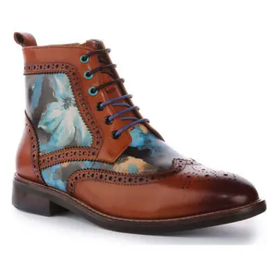 Justinreess England Kennedy Lace up Brown Leather Brogue Shoes women's Boots in Multicolour