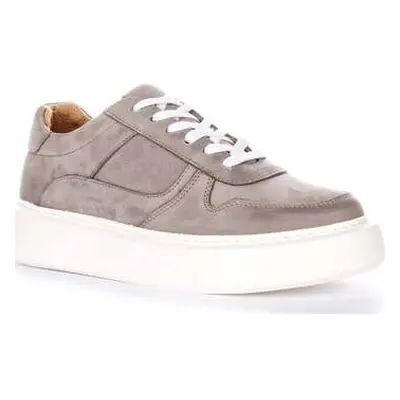 Justinreess England Mens Soft Leather Light Grey Court Shoes men's Trainers in Grey