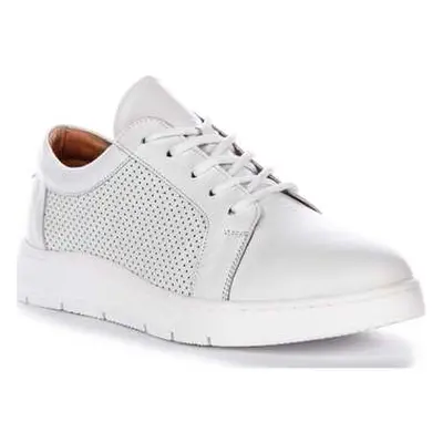 Justinreess England Womens Lace Up Soft Leather White Trainers women's Trainers in White