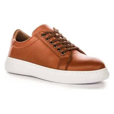 Justinreess England Womens Soft Lace up Tan Leather Casual Shoes women's Trainers in Brown