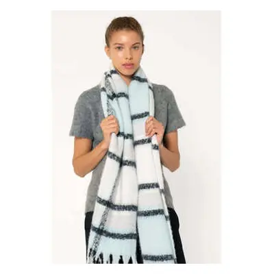 Shinjuku Lanes REplaid Oversized Scarf - Sky Blue Black women's Scarf in Blue